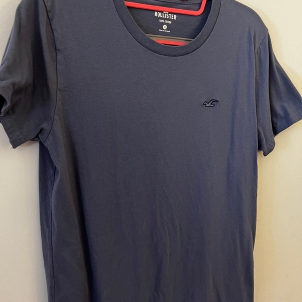 SET OF TWO Hollister Gray/Blue Short Sleeve Tees with Crew Neck - Picture 1 of 7